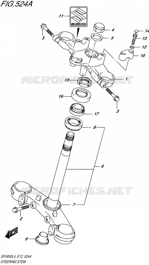 COLONNE DE DIRECTION Suzuki MOTO 650 GLADIUS 2014  SFV650 L4 (E12)