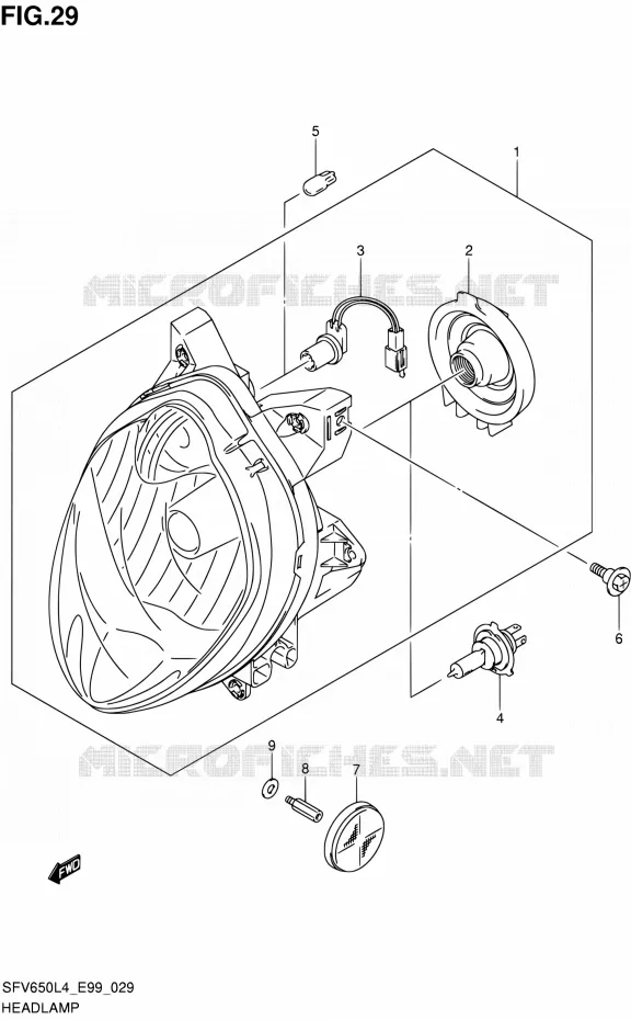 PHARE (WITH REFLECTOR) Suzuki MOTO 650 GLADIUS 2014  SFV650 L4 (E99)