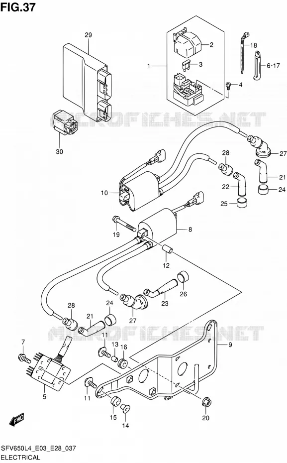 PARTIE ELECTRIQUE (SFV650AL4 E28) Suzuki MOTO 650 GLADIUS 2014  SFV650A L4 (E03,E28,E33)