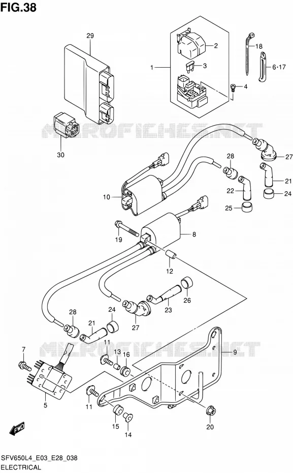 PARTIE ELECTRIQUE (SFV650AL4 E33) Suzuki MOTO 650 GLADIUS 2014  SFV650A L4 (E03,E28,E33)