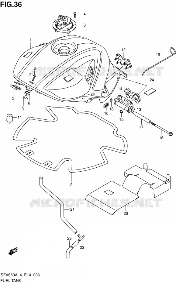 RESERVOIR D'ESSENCE Suzuki MOTO 650 GLADIUS 2014  SFV650A L4 (E14)