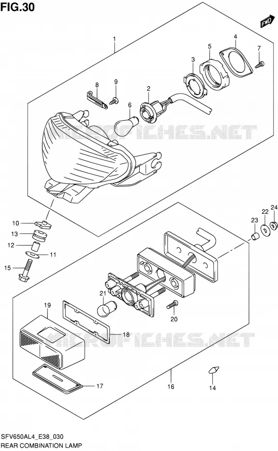 ENSEMBLE FEU ARRIERE Suzuki MOTO 650 GLADIUS 2014  SFV650A L4 (E38)
