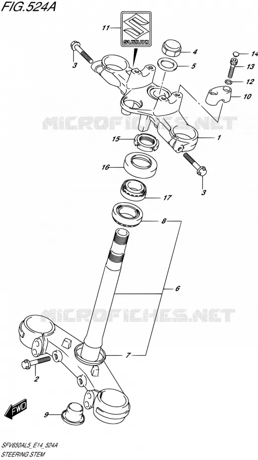 COLONNE DE DIRECTION Suzuki MOTO 650 GLADIUS 2015  SFV650A L5 (E14)