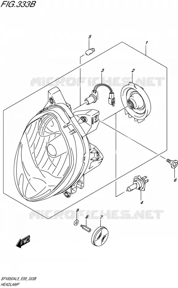 PHARE (WITH REFLECTOR) Suzuki MOTO 650 GLADIUS 2015  SFV650A L5 (E99)