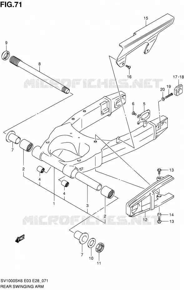 BRAS OSCILLANT ARRIERE Suzuki MOTO 1000 SV-S 2007  SV1000S K7 (E33)