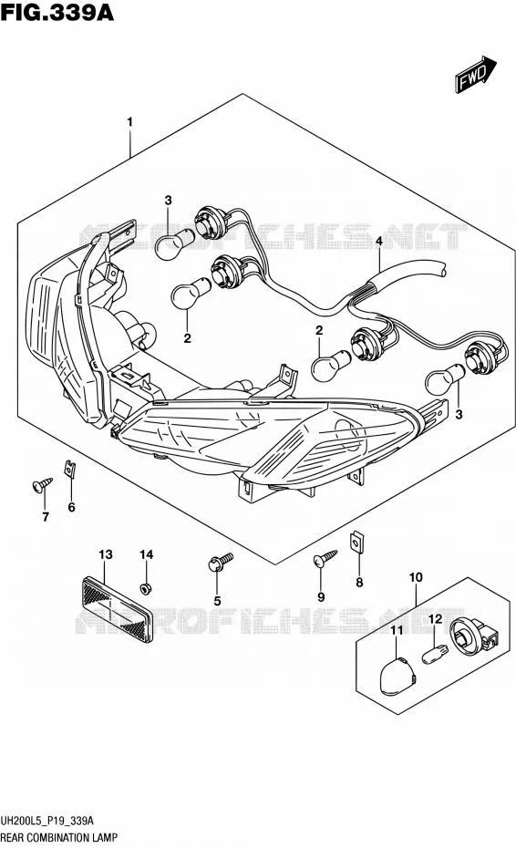ENSEMBLE FEU ARRIERE Suzuki SCOOTER 200 BURGMAN 2015  UH200A L5 (P19)