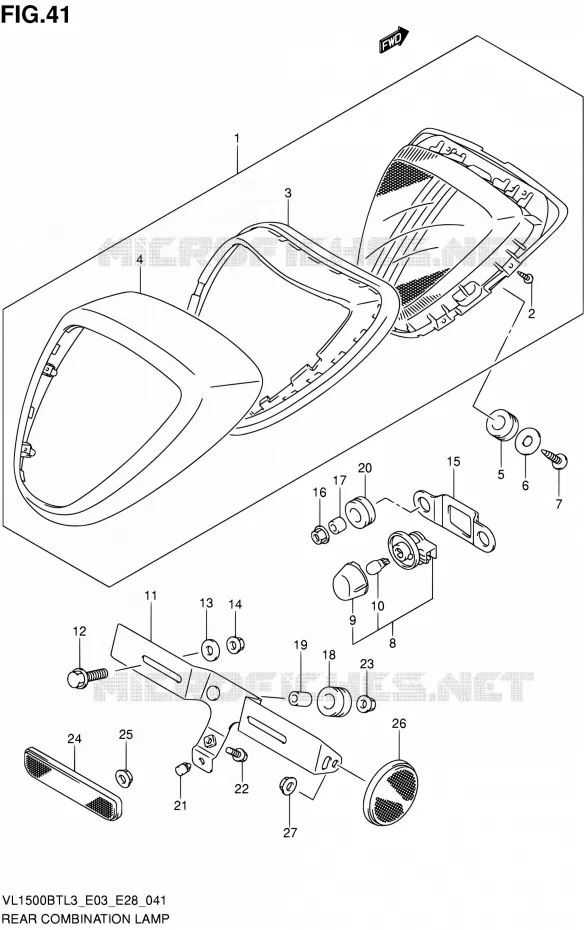 ENSEMBLE FEU ARRIERE Suzuki MOTO 1500 BOULEVARD 2013  VL1500BT L3 (E03,E28,E33)