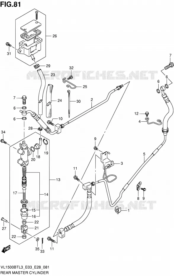MAITRE CYLINDRE ARRIERE Suzuki MOTO 1500 BOULEVARD 2013  VL1500BT L3 (E03,E28,E33)