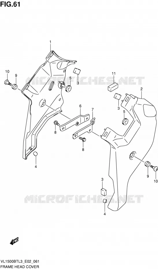 COUVERCLES DE CADRE AVANT Suzuki MOTO 1500 INTRUDER 2013  VL1500BT L3 (E24)