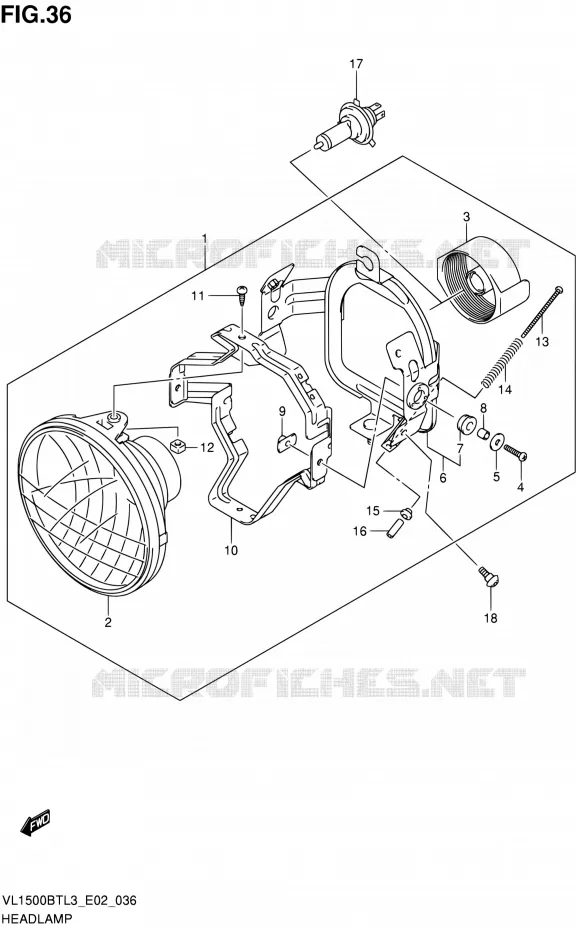 PHARE (VL1500BTL3 E24) Suzuki MOTO 1500 INTRUDER 2013  VL1500BT L3 (E24)