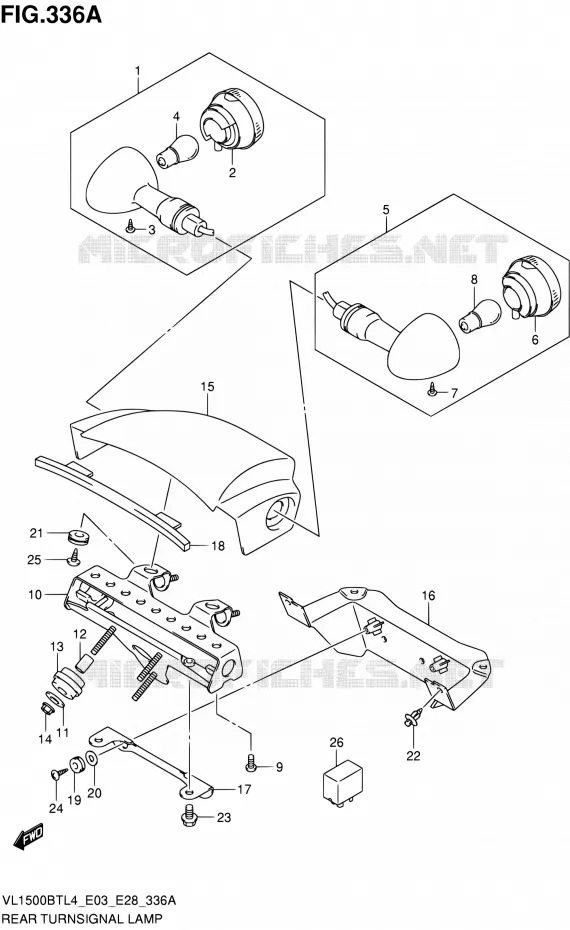 CLIGNOTANTS ARRIERE Suzuki MOTO 1500 BOULEVARD 2014  VL1500BT L4 (E03,E28,E33)