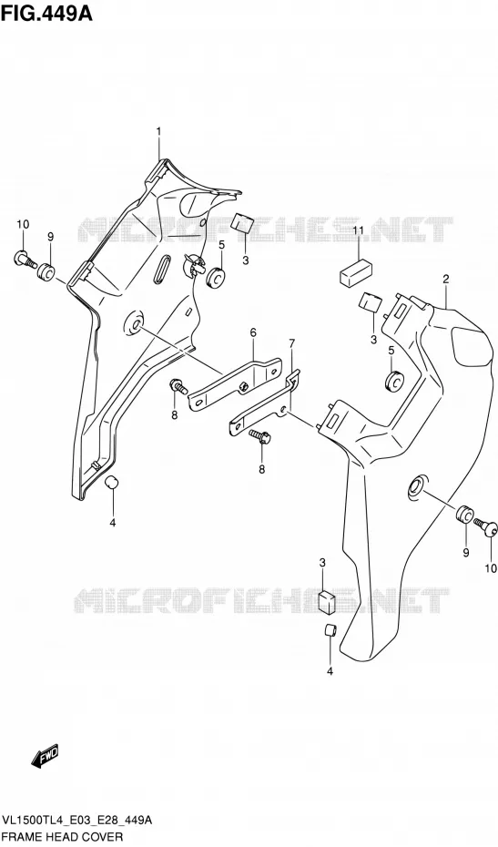 COUVERCLES DE CADRE AVANT Suzuki MOTO 1500 BOULEVARD 2014  VL1500T L4 (E03,E28,E33)
