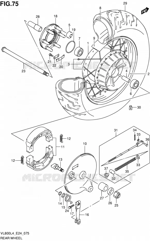 ROUE ARRIERE (VL800L4 E24) Suzuki MOTO 800 INTRUDER 2014  VL800 L4/VL800T L4