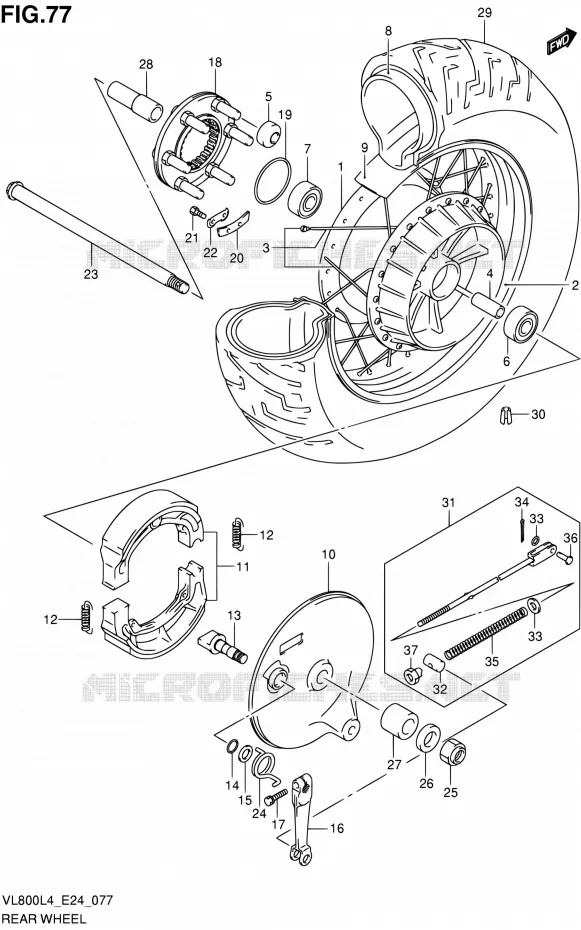 ROUE ARRIERE (VL800TL4 E24) Suzuki MOTO 800 INTRUDER 2014  VL800 L4/VL800T L4