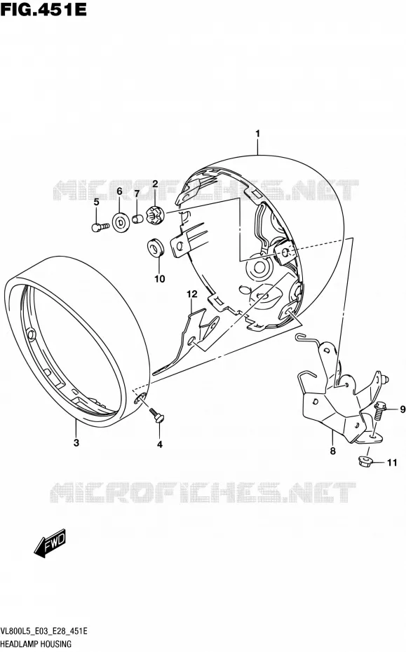 BOL DE PHARE (VL800TL5 E33) Suzuki MOTO 800 BOULEVARD 2015  VL800 L5/VL800T L5