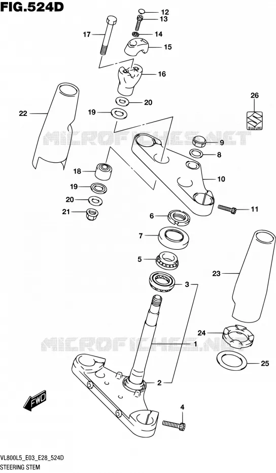 COLONNE DE DIRECTION (VL800TL5 E28) Suzuki MOTO 800 BOULEVARD 2015  VL800 L5/VL800T L5