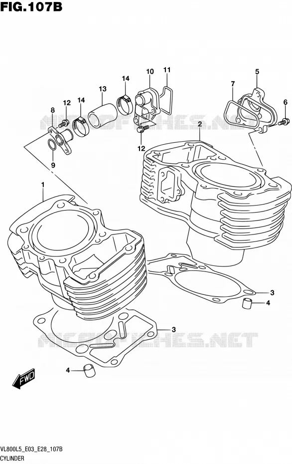 CYLINDRE (VL800L5 E33) Suzuki MOTO 800 BOULEVARD 2015  VL800 L5/VL800T L5