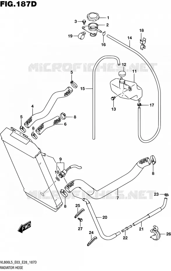 DURITE DE RADIATEUR (VL800TL5 E28) Suzuki MOTO 800 BOULEVARD 2015  VL800 L5/VL800T L5