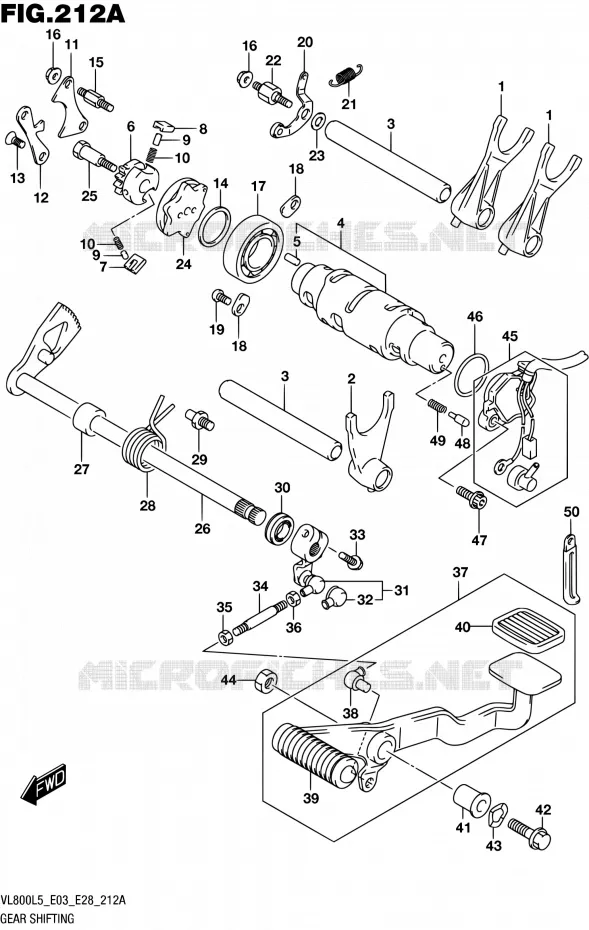 ENSEMBLE SELECTEUR DE VITESSES Suzuki MOTO 800 BOULEVARD 2015  VL800 L5/VL800T L5