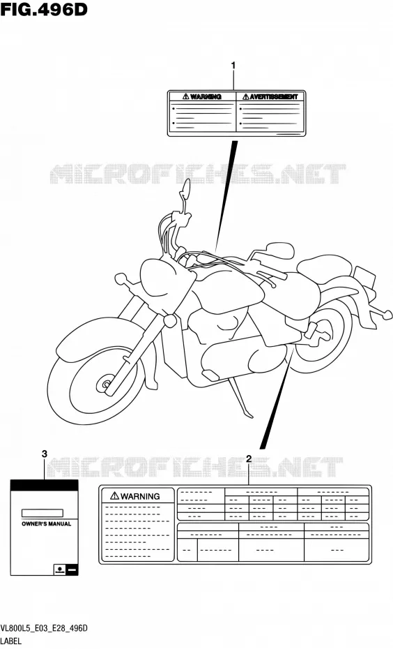 ETIQUETTE (VL800TL5 E28) Suzuki MOTO 800 BOULEVARD 2015  VL800 L5/VL800T L5