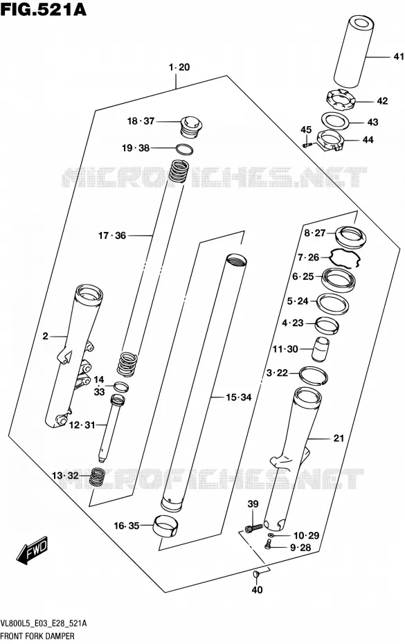 FOURCHE (VL800L5 E03) Suzuki MOTO 800 BOULEVARD 2015  VL800 L5/VL800T L5