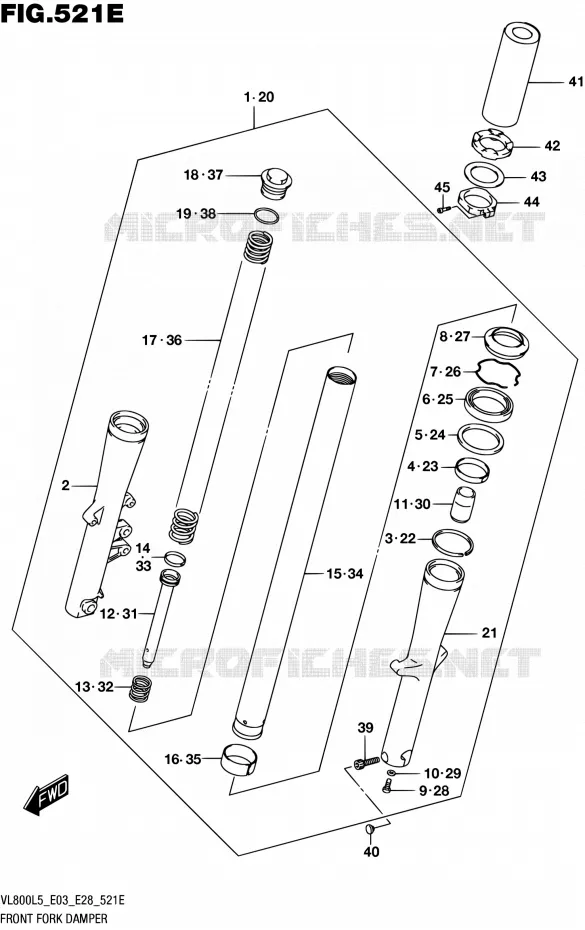 FOURCHE (VL800TL5 E33) Suzuki MOTO 800 BOULEVARD 2015  VL800 L5/VL800T L5
