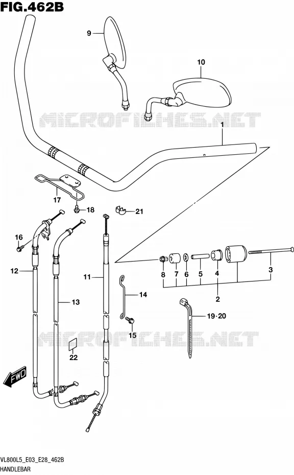 GUIDON (VL800L5 E33) Suzuki MOTO 800 BOULEVARD 2015  VL800 L5/VL800T L5