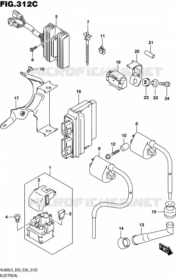 PARTIE ELECTRIQUE (VL800TL5 E03) Suzuki MOTO 800 BOULEVARD 2015  VL800 L5/VL800T L5