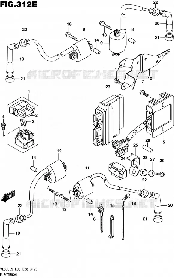 PARTIE ELECTRIQUE (VL800TL5 E33) Suzuki MOTO 800 BOULEVARD 2015  VL800 L5/VL800T L5