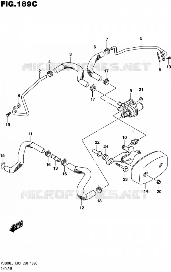 SYSTEME RECYCLAGE GAZ ECHAPPEMENT (VL800TL5 E03) Suzuki MOTO 800 BOULEVARD 2015  VL800 L5/VL800T L5