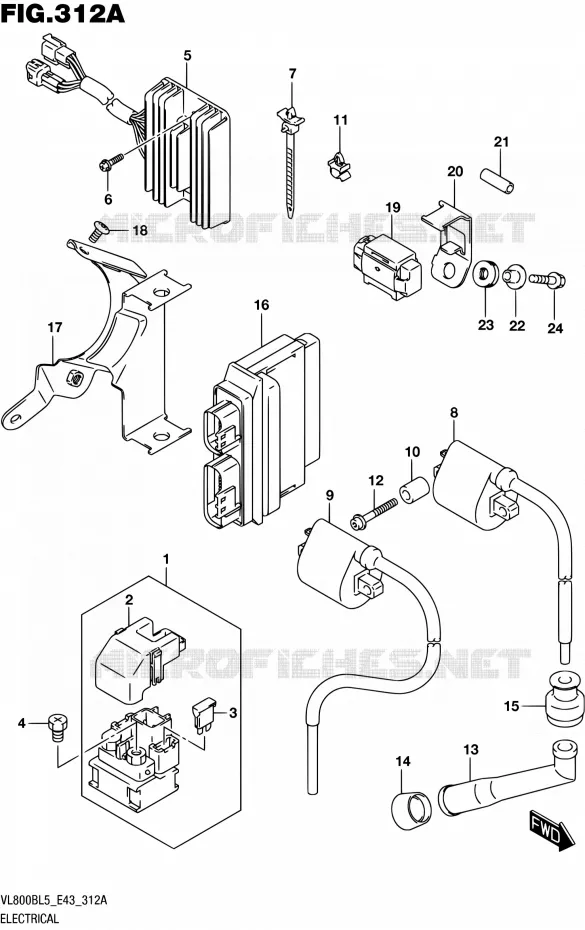 PARTIE ELECTRIQUE (VL800TL5 E43) Suzuki MOTO 800 INTRUDER 2015  VL800B L5 (E43)