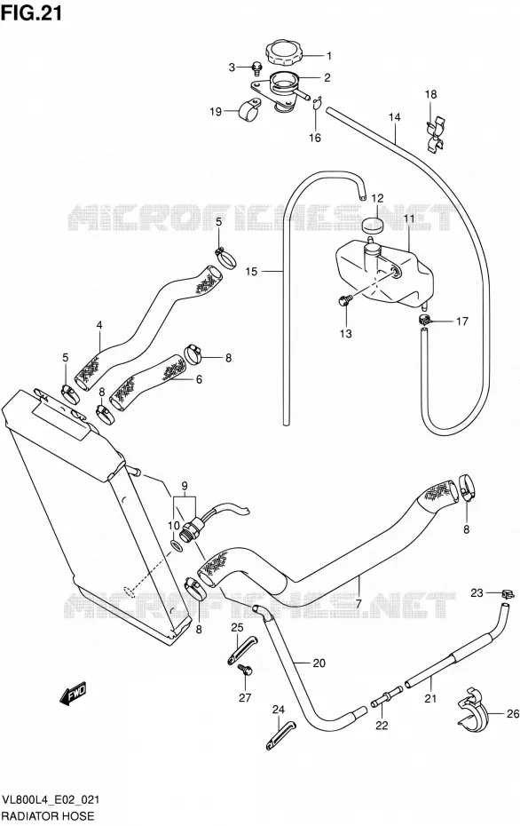 DURITE DE RADIATEUR (VL800CL4 E02) Suzuki MOTO 800 INTRUDER 2014  VL80UE L4 (E19)