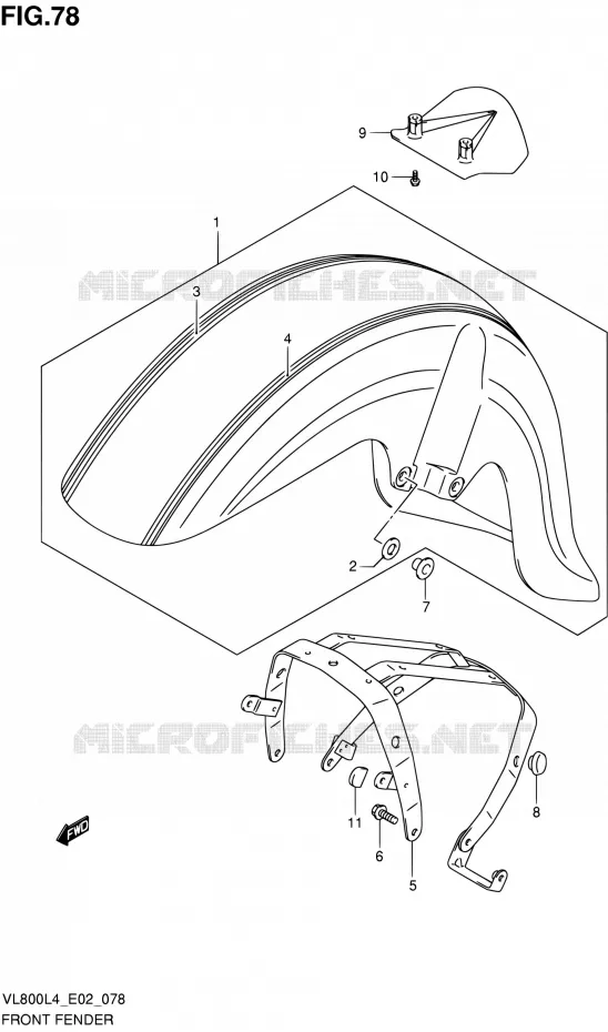 GARDE BOUE AVANT (VL800CUEL4 E19) Suzuki MOTO 800 INTRUDER 2014  VL80UE L4 (E19)