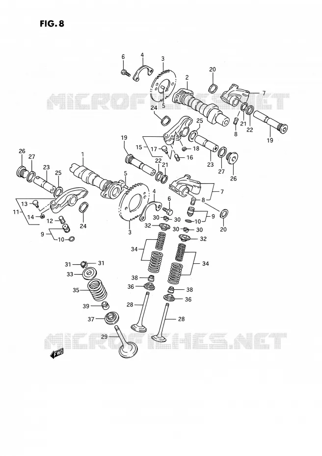 ARBRE A CAMES - VALVE Suzuki MOTO 1400 INTRUDER 1990  VS1400GLP R/VS1400GLF R (E01,E04,E17,E21,E22,E24,E34)