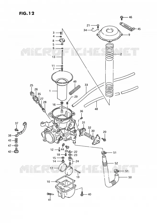CARBURATEUR (REAR)(MODELE H/J/K/L/M/N/P/R) Suzuki MOTO 1400 INTRUDER 1990  VS1400GLP R/VS1400GLF R (E01,E04,E17,E21,E22,E24,E34)