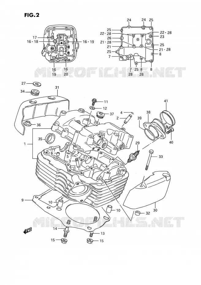 CULASSE (REAR) Suzuki MOTO 1400 INTRUDER 1990  VS1400GLP R/VS1400GLF R (E01,E04,E17,E21,E22,E24,E34)