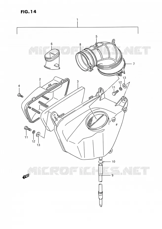 FILTRE A AIR (ARRIERE)(MODELE H/J/K/L/M/N/P/R) Suzuki MOTO 1400 INTRUDER 1990  VS1400GLP R/VS1400GLF R (E01,E04,E17,E21,E22,E24,E34)