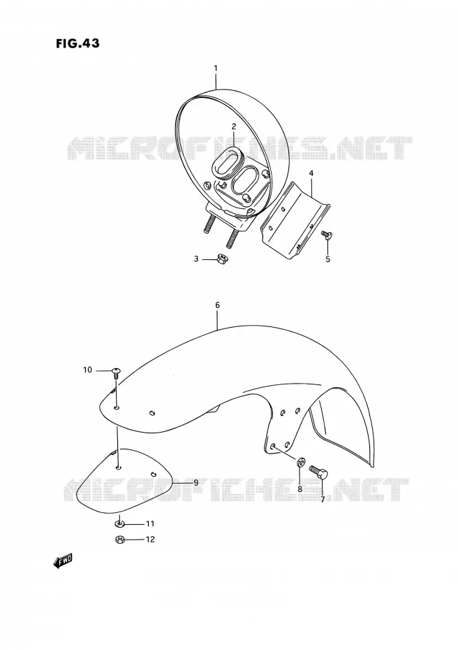 GARDE BOUE AVANT (MODELE H/J/K/L/M/N/P/R) Suzuki MOTO 1400 INTRUDER 1990  VS1400GLP R/VS1400GLF R (E01,E04,E17,E21,E22,E24,E34)