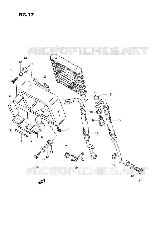 RADIATEUR D'HUILE Suzuki MOTO 1400 INTRUDER 1990  VS1400GLP R/VS1400GLF R (E01,E04,E17,E21,E22,E24,E34)