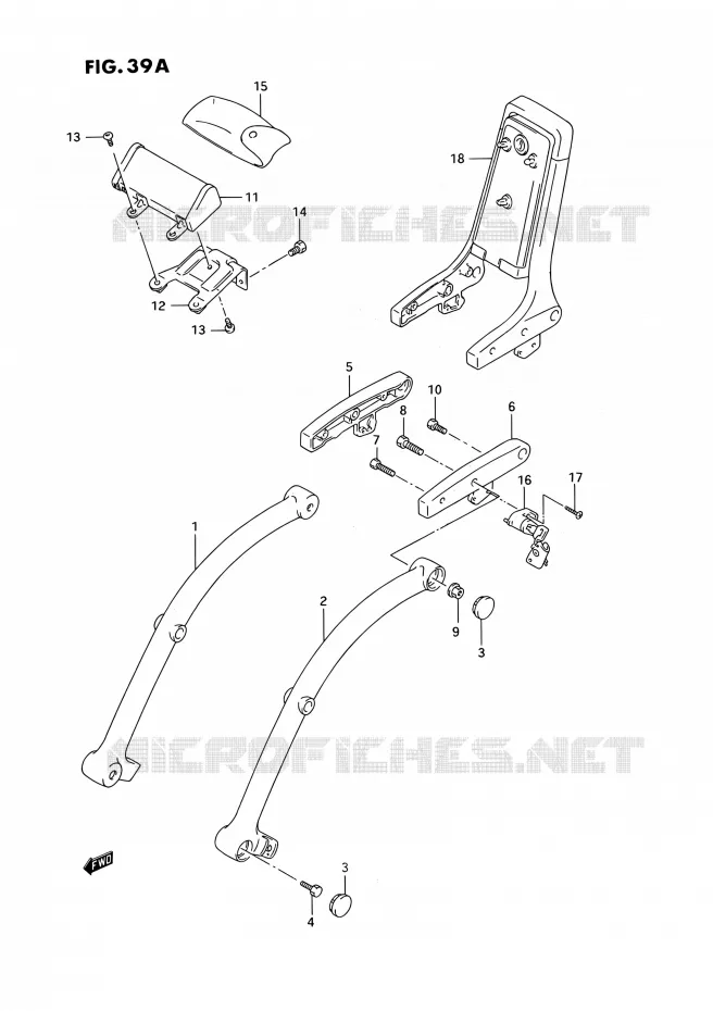 SUPPORT DOSSERET (MODELE S E22) Suzuki MOTO 1400 INTRUDER 1990  VS1400GLP R/VS1400GLF R (E01,E04,E17,E21,E22,E24,E34)