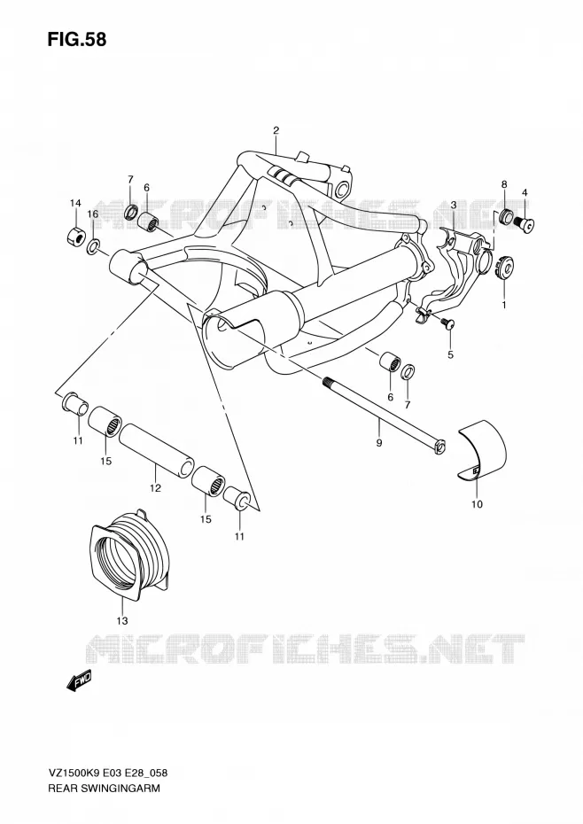 BRAS OSCILLANT ARRIERE Suzuki MOTO 1500 BOULEVARD 2010  VZ1500 L0 (E33)