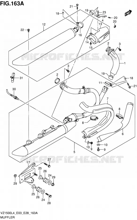 SILENCIEUX Suzuki MOTO 1500 BOULEVARD 2014  VZ1500 L4 (E03,E28,E33)