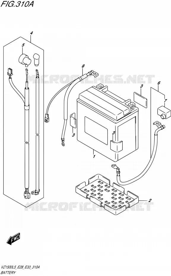 BATTERIE Suzuki MOTO 1500 BOULEVARD 2015  VZ1500 L5 (E03,E28,E33)