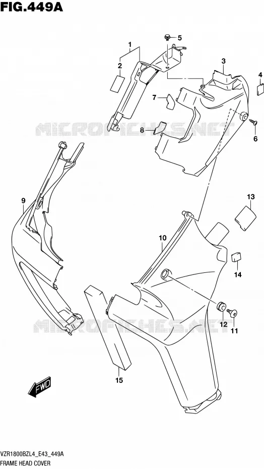 COUVERCLES DE CADRE AVANT Suzuki MOTO 1800 BOULEVARD 2014  VZR1800BZ L4 (E43)