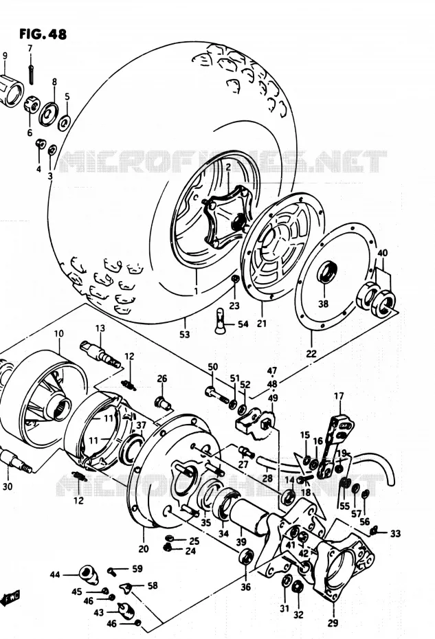 ROUE ARRIERE (RIGHT) Suzuki QUAD 250 QUADRUNNER 1985  LT250EF H
