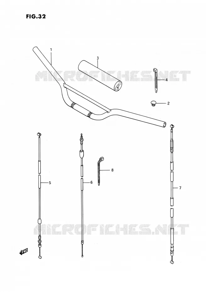 GUIDON - CABLES Suzuki QUAD 250 QUADRACER 1991  LT250R M (E01,E02,E24)