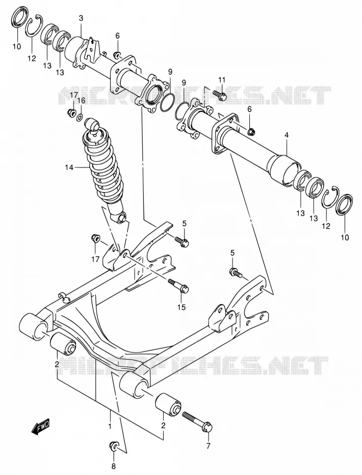 BRAS OSCILLANT ARRIERE Suzuki QUAD 400 EIGER 2012  LT-A400F K7 (P17,P24)