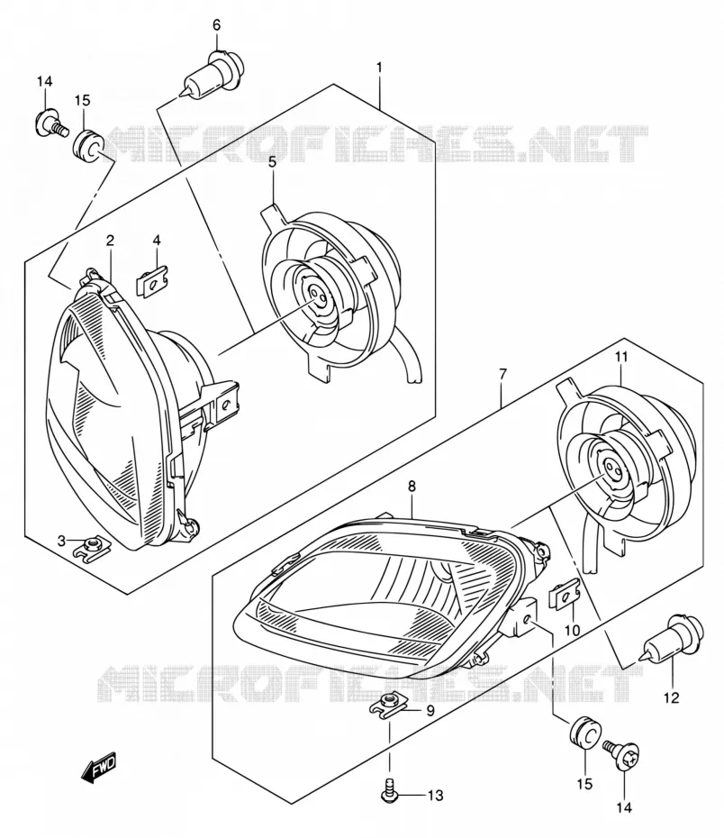 PHARE (MODELE K5 P17) Suzuki QUAD 400 EIGER 2007  LT-A400F K7 (P17,P24)