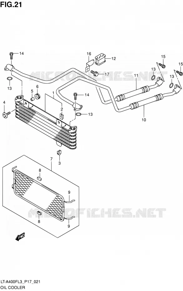 RADIATEUR D'HUILE (LT-A400FZL3 P17) Suzuki QUAD 400 KINGQUAD 2013  LT-A400F L3/LT-A400FZ L3 (P17,P24)