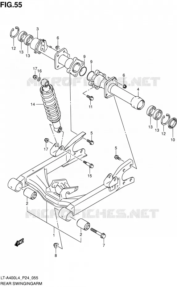 BRAS OSCILLANT ARRIERE Suzuki QUAD 400 KINGQUAD 2014  LT-A400 L4 (P24)